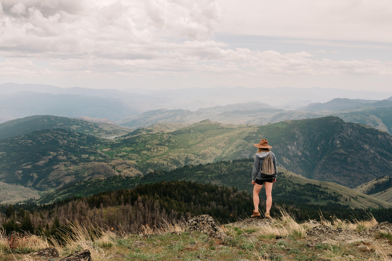 women looking over mountains 